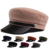 Wholesale Pink PU Leather Beret  Flat Top Adjustable Hat for Spring, Everyday Wear Boutique Resale