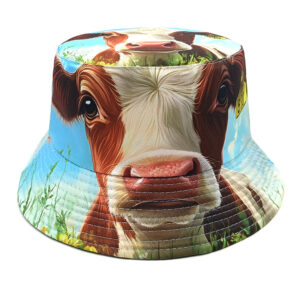 Wholesale Trendy Cow Print Reversible Bucket Hat Sun Protection Unisex Outdoor Fashion Accessory