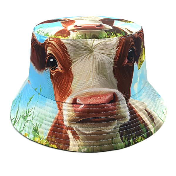 Wholesale Trendy Cow Print Reversible Bucket Hat Sun Protection Unisex Outdoor Fashion Accessory