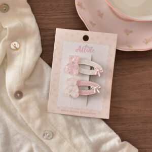 2# pink and white oval bear-2 piece set