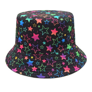 oly-3bd94f6f63635ecf8355896576011e9c Wholesale Colorful Five Point Star Fisherman Hat Chic Sunscreen Bucket Hat for Couples Outdoor Hiking