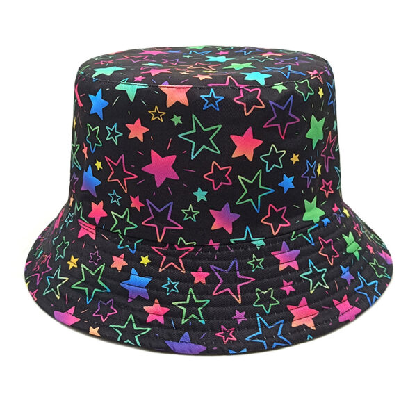 oly-3bd94f6f63635ecf8355896576011e9c Wholesale Colorful Five Point Star Fisherman Hat Chic Sunscreen Bucket Hat for Couples Outdoor Hiking