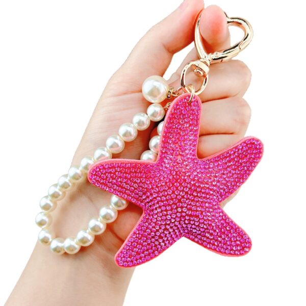 Wholesale Rhinestone Starfish Car Keychain Bag Charm for Wedding Gift Boutique Resale