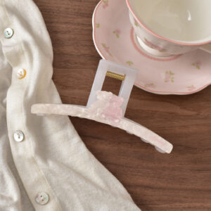 10# pink and white bear claw clip - 13cm