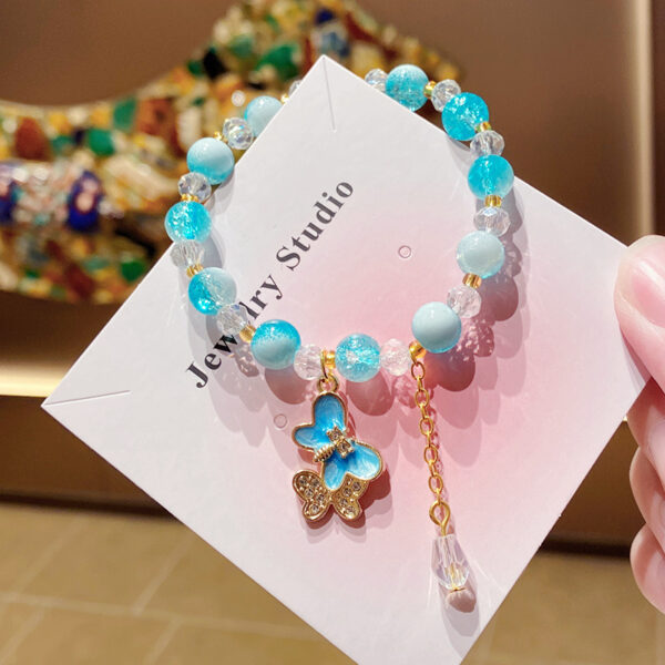 Wholesale Purple Floral Butterfly Bracelet Handmade Glass Bead Girls Travel Souvenir Boutique Resale
