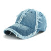 Wholesale Distressed Black Denim Baseball Cap Frayed Sun Hat Boutique