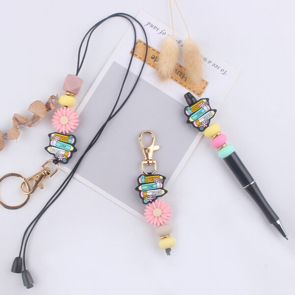 Wholesale Korean Style Cartoon Pencil Silicone Wrist Keychain Set DIY Charm Accessory for Graduation Gifts