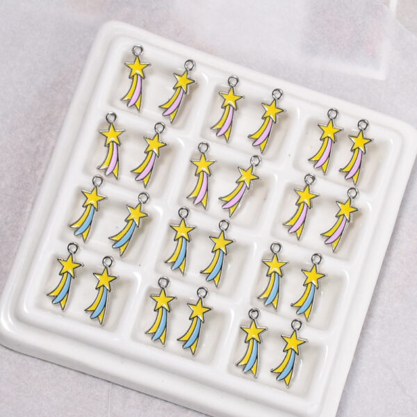 Wholesale Pink Double Sided Rainbow Meteor Pendant Zinc Alloy DIY Earring Accessory