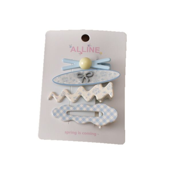 oly-3c72cbd83a92fa2f9dfc681bad75af52 Wholesale Spring Blue Floral Metal Hair Clips 4pcs Set, Cute Hair Accessory for Everyday Styling
