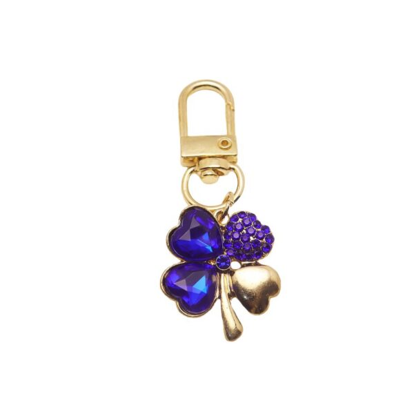Wholesale Trendy Four Leaf Clover Rhinestone Keychain Pendant Zinc Alloy Bag Charm