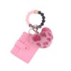 Wholesale Korean Pink Leopard Silicone Heart Card Holder Keychain Boutique Bag Charm