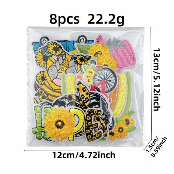 oly-3c98100f1153a39c089a34eeb6f733b0 Wholesale Sunflower Embroidered Iron-On Patches Set 8pcs Decorative Accent for DIY Clothing