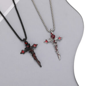 oly-3cc0d3930b52ee632b4383c22b93eaff Wholesale Stainless Steel Cross Pendant Necklace with Heart Design Layering Jewelry for Party Gift