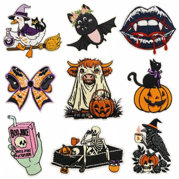 oly-3cf6d8f8dde9c529bafff30712e0b690 Wholesale Skull Pumpkin Embroidered Patch Decorative Fashion Accessory for Gift or Boutique
