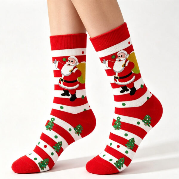 oly-3d14500d0abde3645b5b7bca4ed72b9c Wholesale Cotton Christmas Mid Calf Socks Red Santa Pattern Casual Boutique Socks