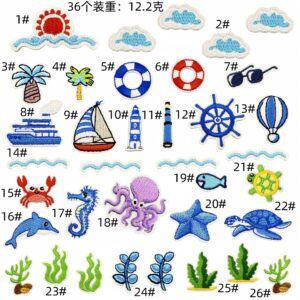 Ocean series cloth patch set 36 pieces