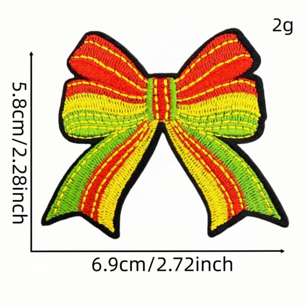 Wholesale Cartoon Bow Embroidered Patch Rainbow Pattern Iron-On Clothing Accessory DIY Craft Supply