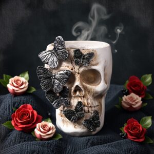 Wholesale Halloween Butterfly Skull Resin Pen Holder Desktop Ornament Decorative Accent Gift for Couple Wedding