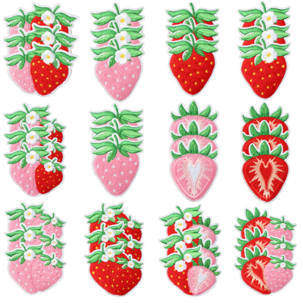 oly-3d9bd8e68160eb04636e5ca4c6e4345d Wholesale Cream Strawberry Embroidery Patch for Clothing Decoration DIY Craft Supply