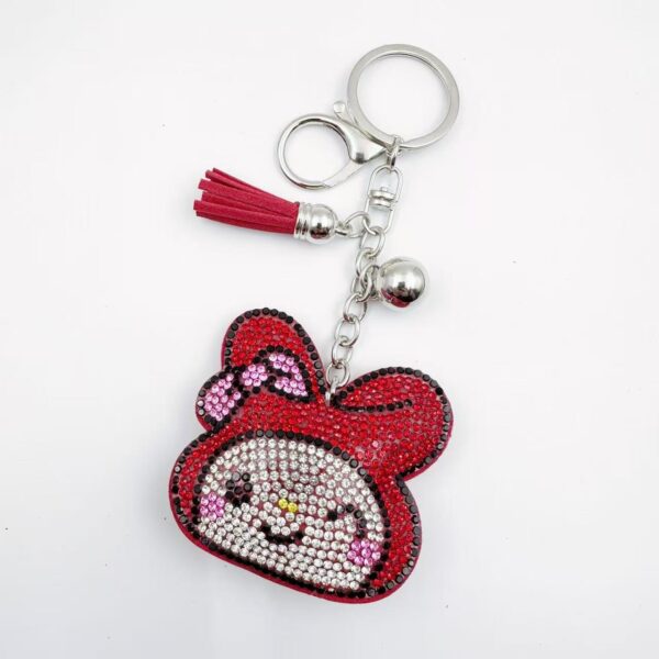 Wholesale Trendy Pink Rhinestone Rabbit Keychain Bag Charm Women Boutique Resale