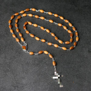 Wholesale Cross Design Wooden Bead Necklace Natural Wood Pendant Religious Jewelry Gift
