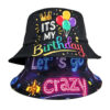 Wholesale Crown Pattern Bucket Hat Unisex Sun Protection Double Sided Birthday Party Hat