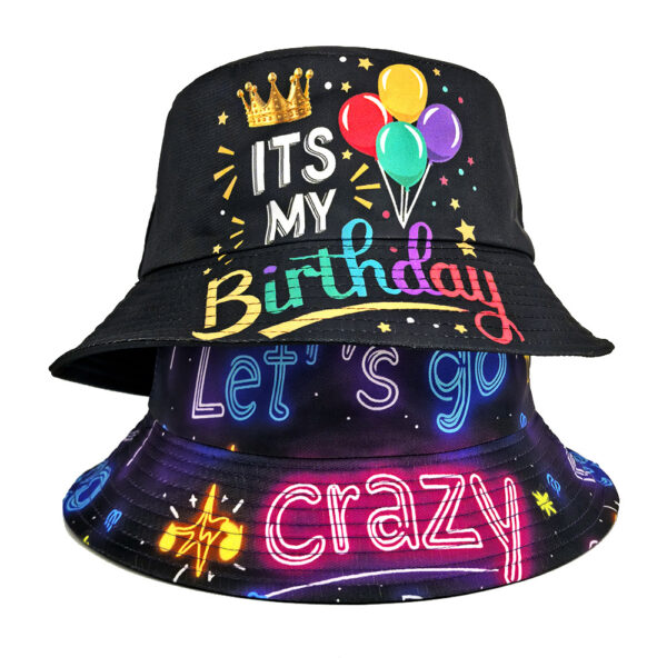 Wholesale Crown Pattern Bucket Hat Unisex Sun Protection Double Sided Birthday Party Hat