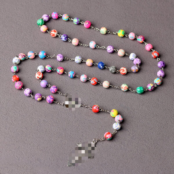 oly-3e598e39210dc10e428653f053bd36f5 Wholesale Polymer Clay Cross Rosary Necklace Fashion Jewelry Accessory Gift