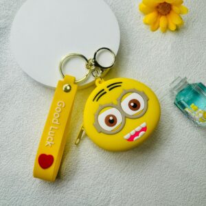 Coin purse-minion-(leather cord)-yellow