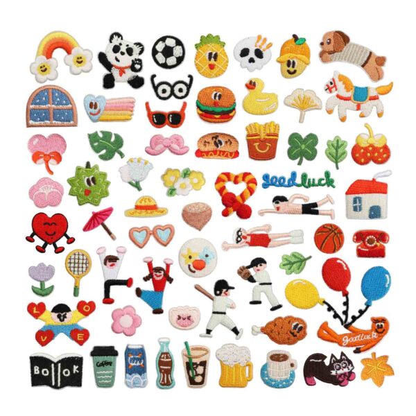 oly-3e6ceec3b12c59a65d9ab22f4c7041b1 Wholesale Korean Style Black Cat Embroidery Patches - Hamburger Fries Balloon Design, Polyester, for Clothing Decoration, Fashion Accessory