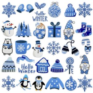 oly-3e7307df921a20dca8f0a2b754290217 Wholesale Blue Christmas Graffiti Embroidered Patch Sticker Decorative Resale Accessory