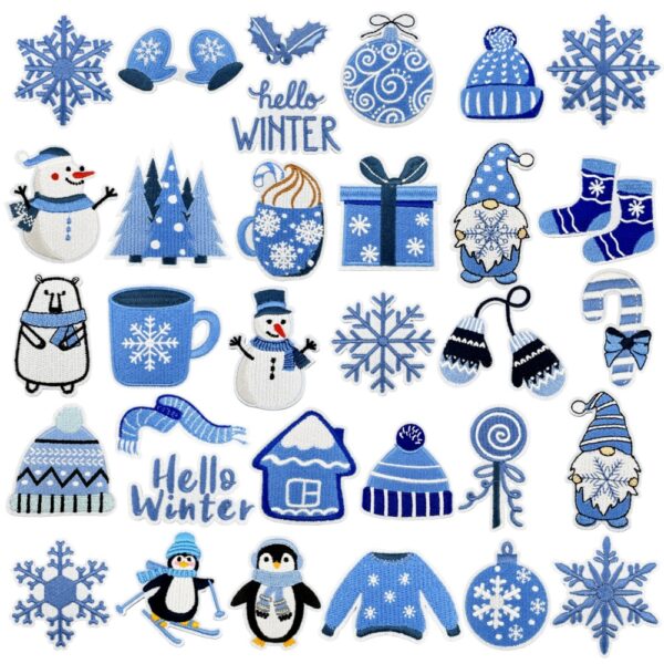 Wholesale Blue Christmas Graffiti Embroidered Patch Sticker Decorative Resale Accessory