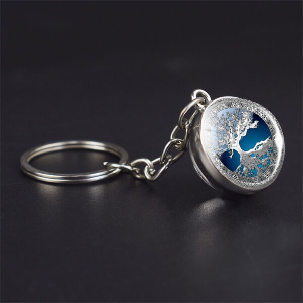 Wholesale Tree of Life Keychain Double-Sided Glass Ball Time Gem Lucky Pendant Car Key Accessory for Boutique Resale