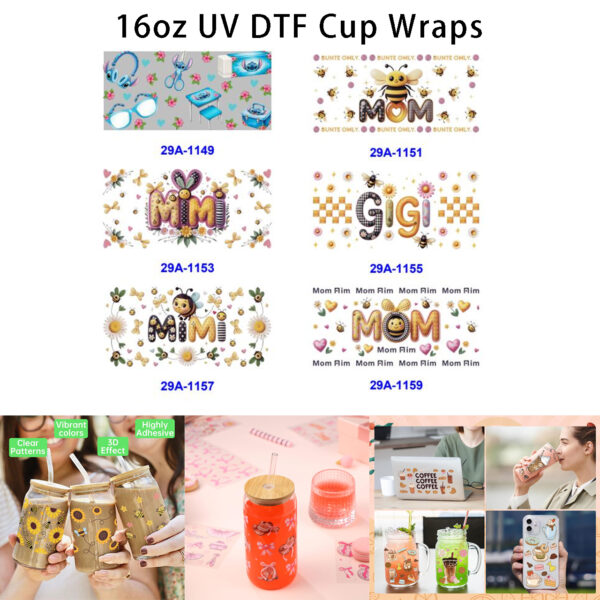 oly-3e9c9c2704fb0b9d7845ae3b2a9646f8 Wholesale 16oz Family Letter Cartoon Series Cup UV DTF Wraps