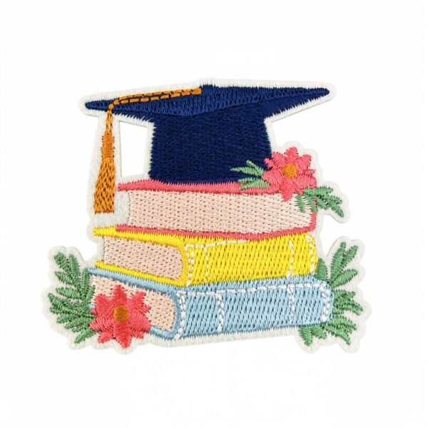 Wholesale Polyester Graduation Embroidered Patches 9 Piece Set of Cartoon Books and Bows for Fashion Accessory Craft Supply