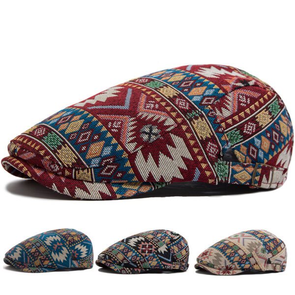 Wholesale Stylish Ethnic Jacquard Beret Hats for Women Vintage Fashion Accessory Resale