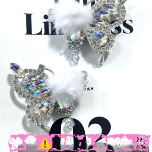 oly-3eca6e342f9bbd68322bcc794f23ae96 Wholesale Butterfly Design Silver Rhinestone Beaded Charm Fashion Accessory for Bag Car Pen