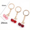 Wholesale Cute Miniature Cherry Keychain Pendant Light Pink Zinc Alloy Bag Charm Decorative Accessory