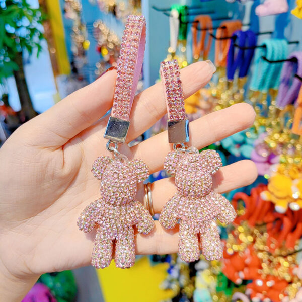 Wholesale Rhinestone Bear Keychain Car Key Accessory Trendy Gift for Couples