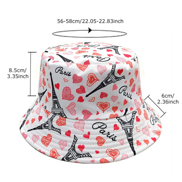 oly-3ed0b5f7f3fe73dc7da65fabbc6401f6 Wholesale Digital Print Fisherman Bucket Hat Love Tower Pattern Sun Hat Casual Fashion Accessory