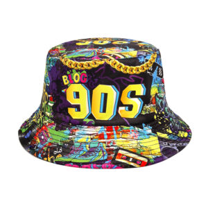 Wholesale 90s Retro Cassette Pattern Bucket Hat Unisex Trendy Sun Protection Hat for Outdoor Activities