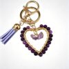 Wholesale Heart Wire Wrapped Amethyst Natural Stone Keychain Decorative Accessory Gift