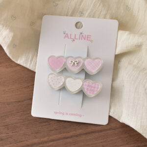 10 # Pink printing 3 hearts-2pcs
