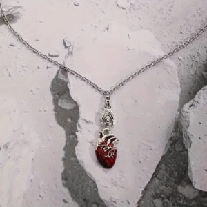 oly-3eef0a910158e876ae8fe593b8753fcb Wholesale Zinc Alloy Gothic Heart Pendant Bat Necklace Trendy Halloween Jewelry Gift for Resale