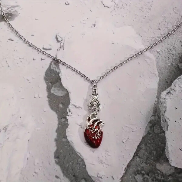 oly-3eef0a910158e876ae8fe593b8753fcb Wholesale Zinc Alloy Gothic Heart Pendant Bat Necklace Trendy Halloween Jewelry Gift for Resale