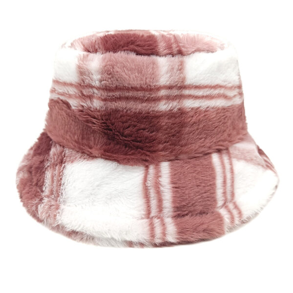 Wholesale Plaid Plush Bucket Hat Winter Chic Fashion Accessory Gift for Women