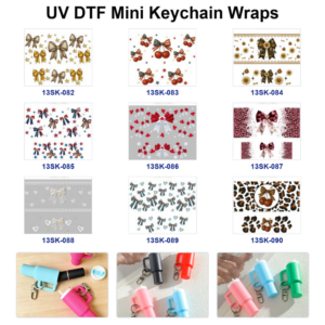 Wholesale 8pcs Cute Cherry Bow Mini Cup Keychain Sticker