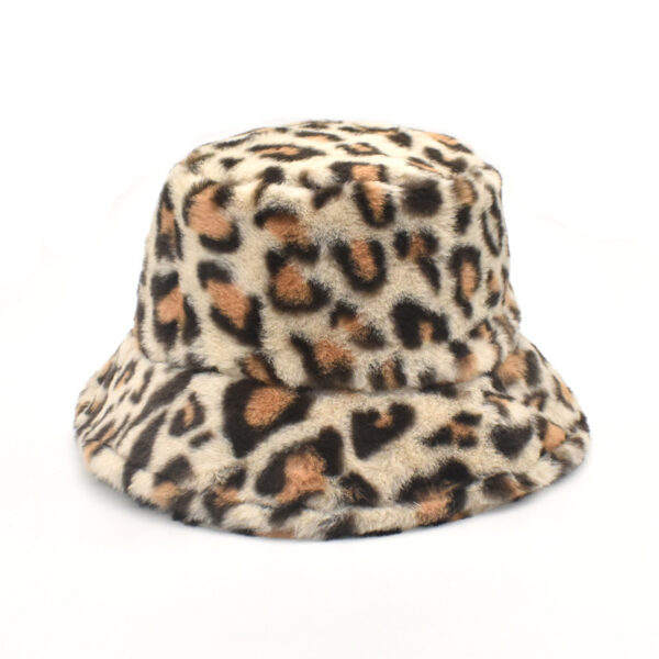 Wholesale Fleece Lined Leopard Print Fisherman Hat Winter Warm Wide Brim Outdoor Travel Fashion Gift