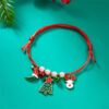 Wholesale Alloy Christmas Bracelet Set Hand Woven Bell Deer Cane Pendant Fashion Accessory for Women