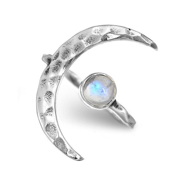 oly-3f56a64aee08f08a5abaea5bc919af7c Wholesale Vintage Sun Moon Hammered Open Ring 925 Silver Moonstone Fashion Accessory
